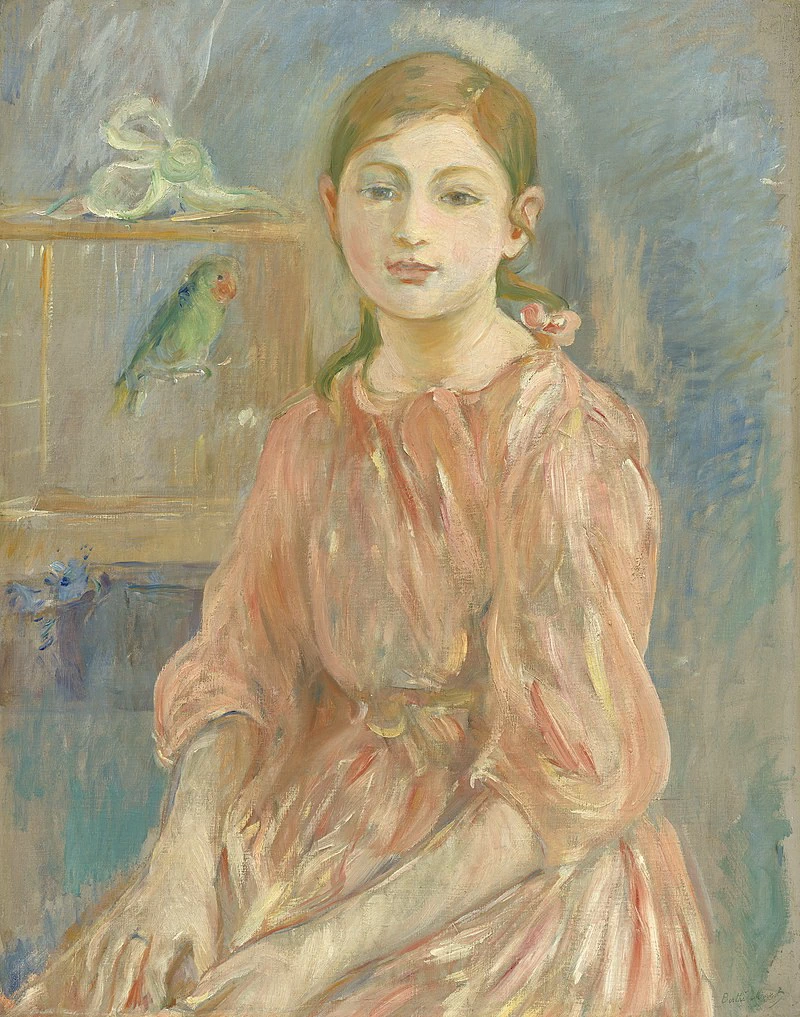 La figlia dell'artista con un parrocchetto